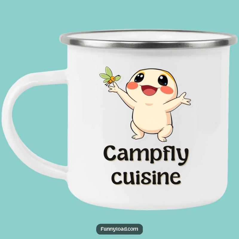 Funny Catching Fly Toad Camping Mug: Joyful Amphibian Cup, Hilarious Outdoor Gear
