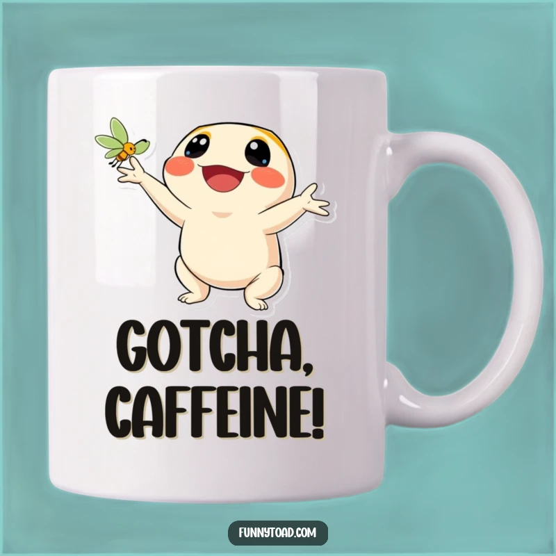 Funny Catching Fly Toad Mug: Joyful Amphibian Smile, Hilarious Gift for Bug Lovers