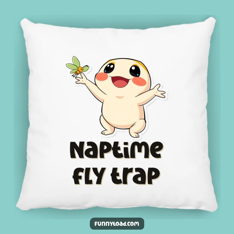 Funny Catching Fly Toad Pillow: Cozy Amphibian Joy, Cute Humorous Accent Decor