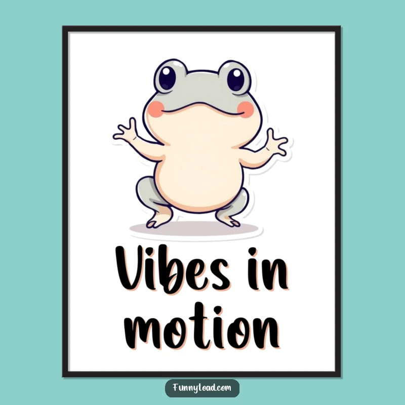 Funny Hopping Toad Digital Art: Energetic Amphibian Print, Instant Humorous Decor