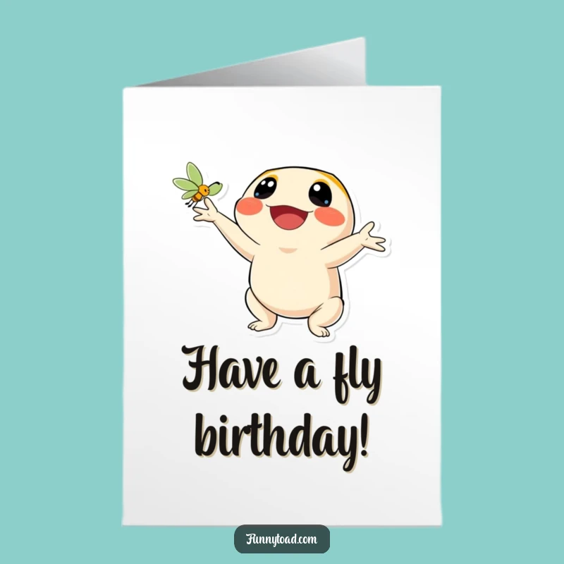 Free Printable Birthday Card: Happy Toad Fly Catching, Downloadable Fun Gift