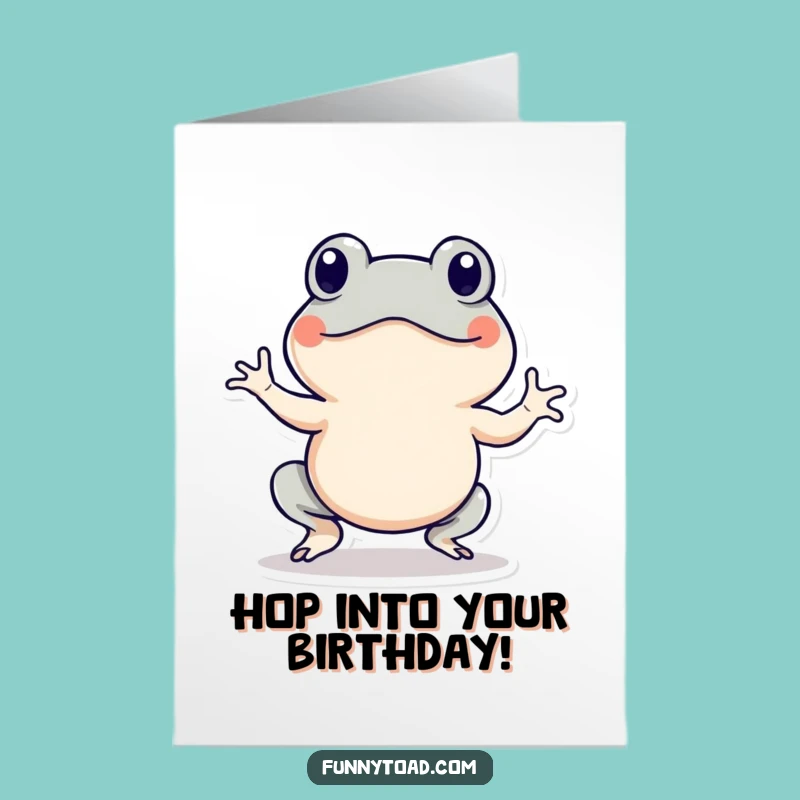 Free Printable Birthday Card: Energetic Toad Hopping, Downloadable Fun Gift