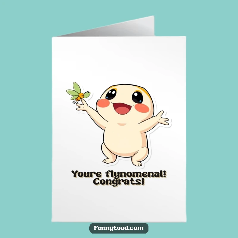 Free Printable Congrats Card: Happy Toad Fly Catching, Downloadable Celebration Gift