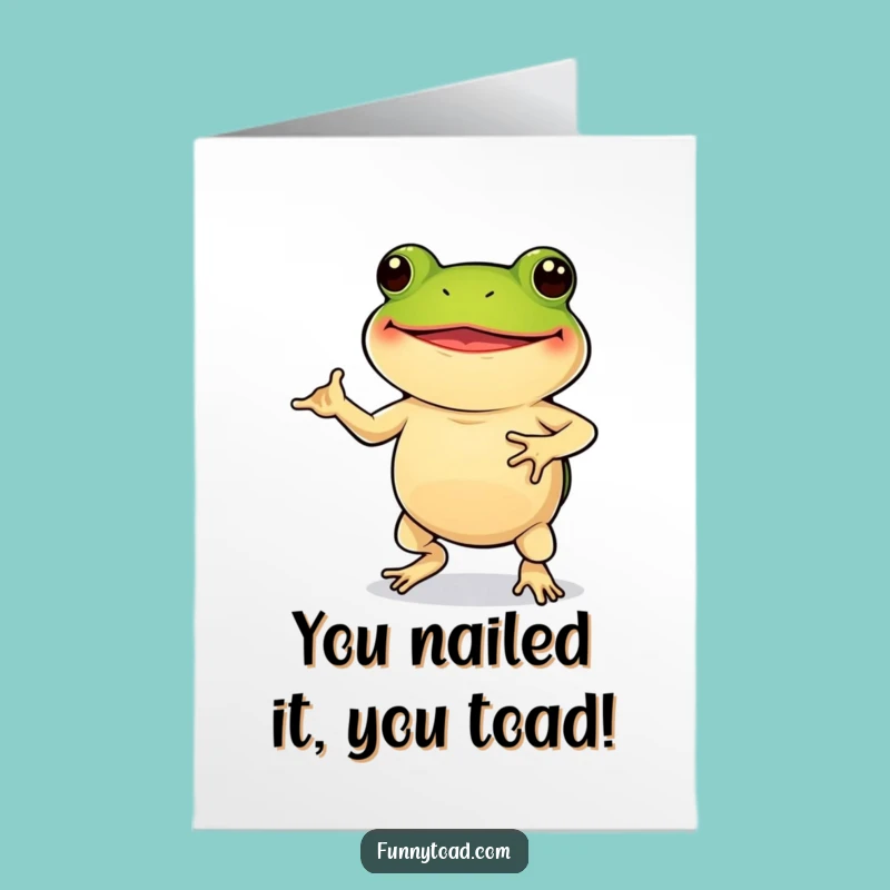 Free Printable Funny Congrats Card: Dancing Toad, Humorous DIY Downloadable Surprise Gift